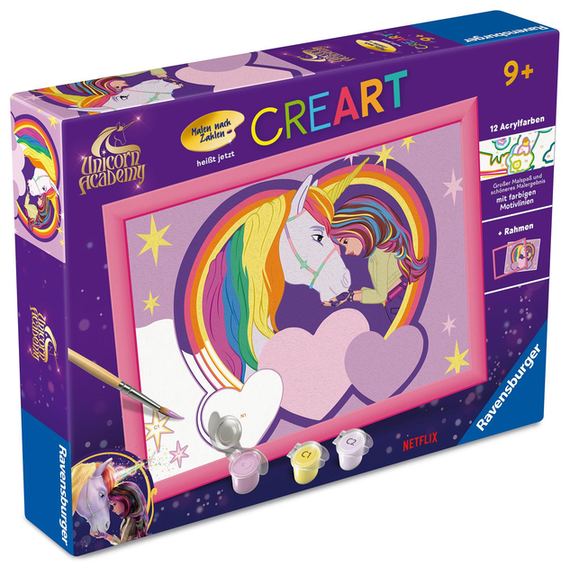 Malowanie po numerach Ravensburger Creart dla dzieci: Unicorn Academy 18 x 24 cm (4005556258925) - obraz 1