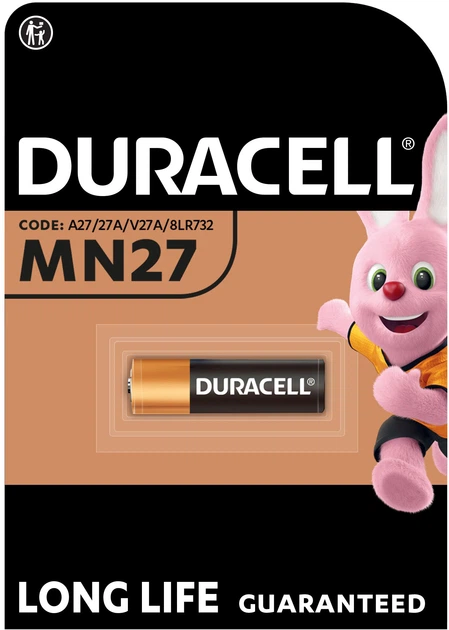 Щелочная батарейка Duracell A27/27A/V27A/8LR732 MN27 12 В (3836) - Фото 1 Щелочная батарейка Duracell A27/27A/V27A/8LR732 MN27 12 В (3836) - изображение 1