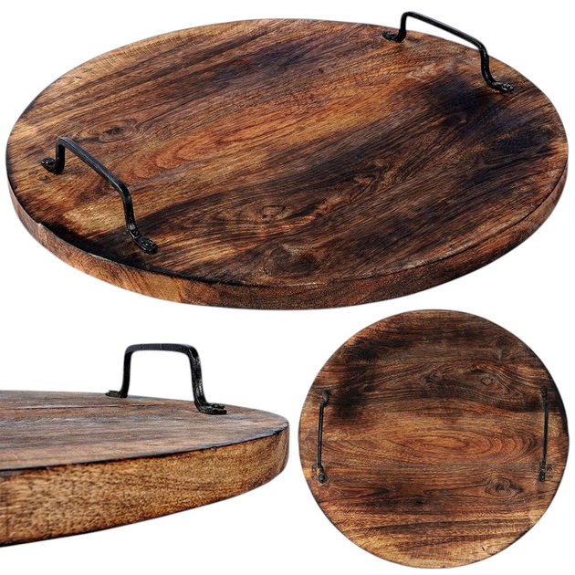 Taca Vilde drewniana z uchwytami 39 cm (8719987847578) - obraz 3