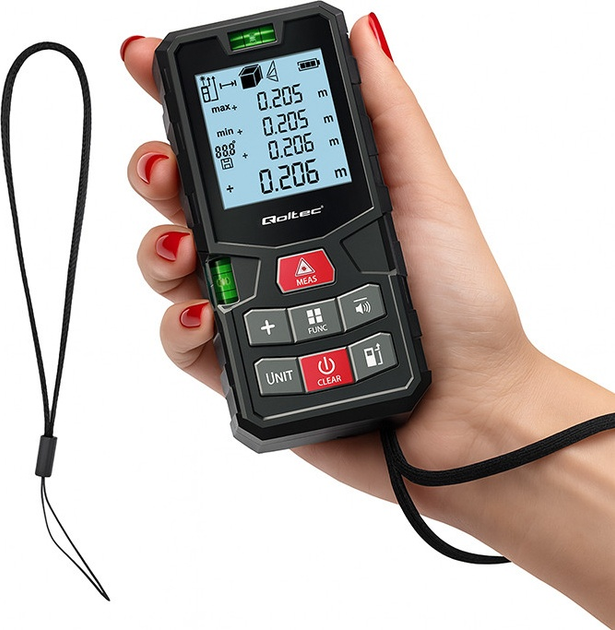Лазерний далекомір Qoltec 50687 LCD 120m (5901878506876) - зображення 4