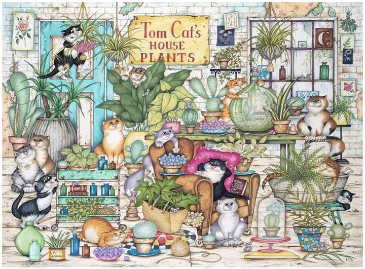 Пазл Ravensburger Crazy Cats Tom Cat’s House Plants 500 елементів 12000695 (4005555006954) - зображення 2