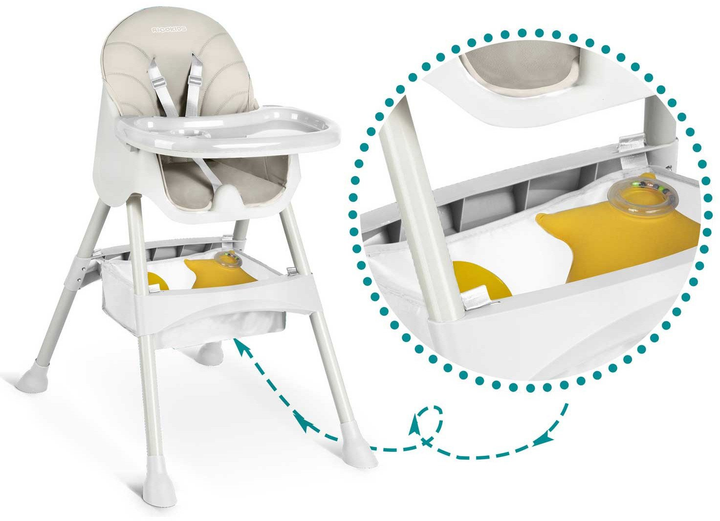 Krzesełko do karmienia Ricokids Milo 3 w 1 Szare + Śliniaczek (5903890632267) - obraz 6