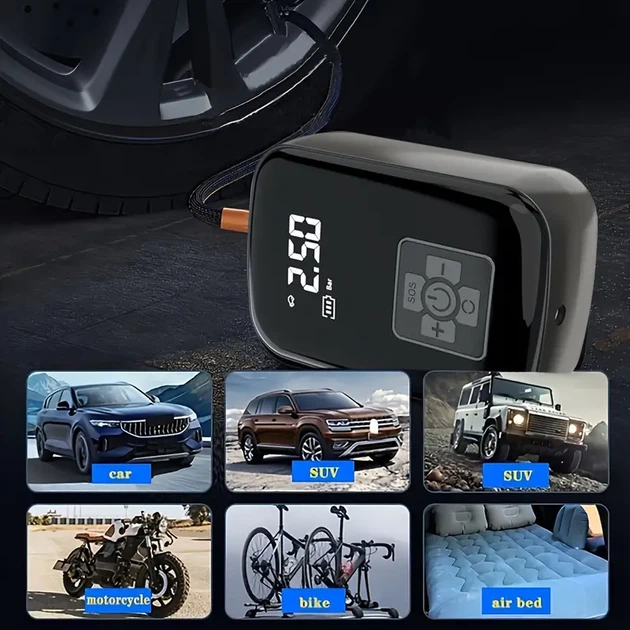 Портативный автомобильный компрессор DY&LM 150PSI с цифровым дисплеем - изображение 4