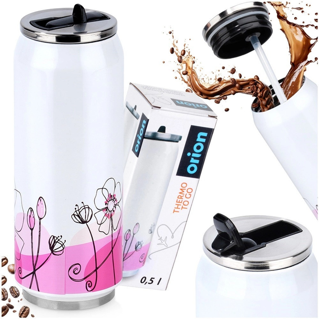 Kubek termiczny puszka Orion Biało Różowy 500 ml (8592381116842) - obraz 6