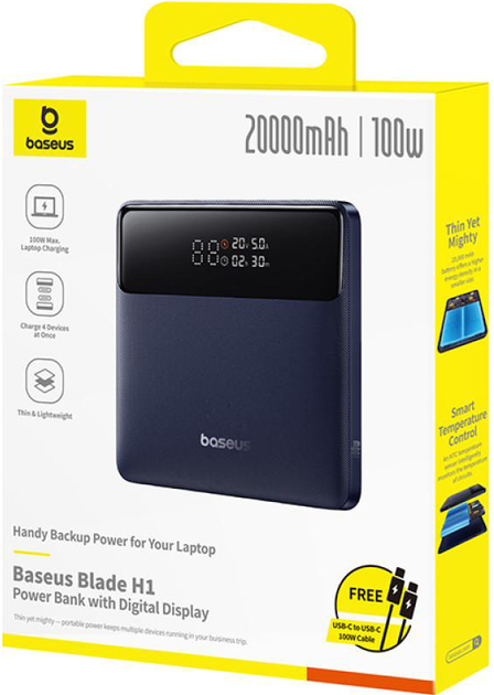 Powerbank  Baseus Blade H1 Lite 20000 mAh 100W Black (P10021604123-00) - obraz 4