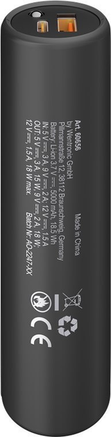 Powerbank Gooby LED QC PD na rower 5000 mAh 18W Black (4040849606564) - obraz 4