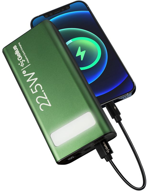 Powerbank Gelius Lightstone GP-PB300 30000 mAh 22.5W Green (GP-PB300) - obraz 8