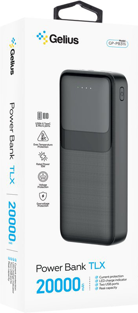 Powerbank Gelius TLX GP-PB311i 20000 mAh 10W Black (2099901002884) - obraz 7