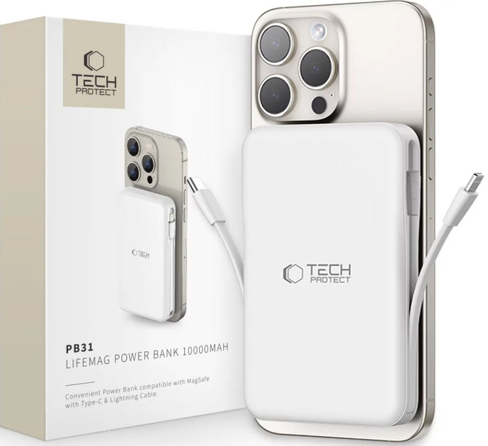 Powerbank Tech-Protect PB31 Lifemag 10000 mAh 15W White (5906302309276) - obraz 6