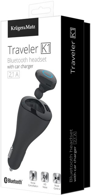 Słuchawka Bluetooth Kruger&Matz z ładowarką samochodową Traveler K1 (5901890044035) - obraz 9