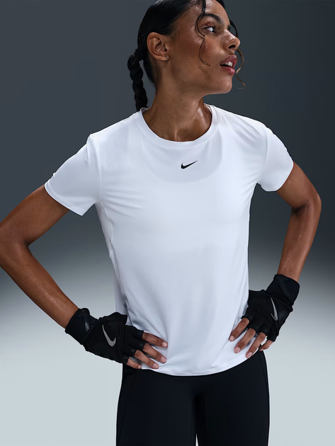 Спортивна футболка для фітнесу жіноча Nike W Nk One Classic Df Ss Top Wt IB9408-100 M Біла (197864305508) - зображення 1