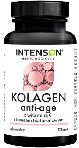 Харчова добавка Intenson Anti Age Колаген + Гіалурон + Вітамін С 120 таблеток (5902150289661) - зображення 1