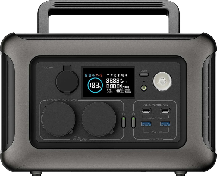 Stacja ładująca Allpowers R600 / 600 W / 299 Wh / LiFePO4 Black (AP-SS-005-PRO) - obraz 2