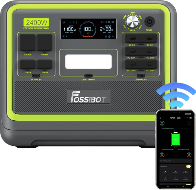 Stacja ładująca Fossibot F2400 / 2400W / 2048 Wh / LiFePO4 Green (6976133249903) - obraz 4