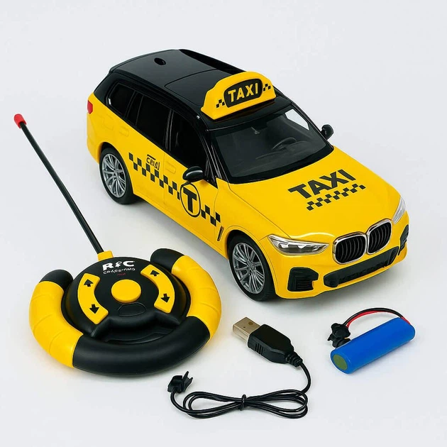 Радиоуправляемая машинка Taxi City — желтое такси 25 см с фарами