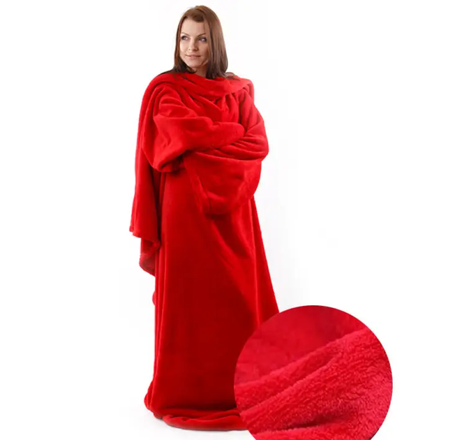 Плед с рукавами Snuggie Флисовый 160х130 см Красный (5024695) - изображение 2