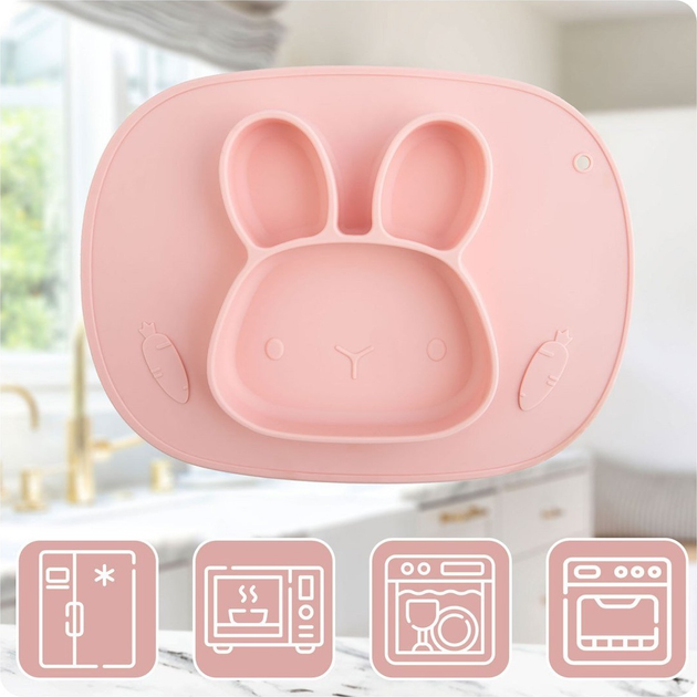 Тарілка силіконова Ricokids Кролик Рожева (5903890611477) - зображення 5
