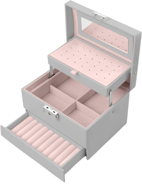 Скринька для біжутерії Massido MS-704 сіра 17.5 x 13.7 x 12.3 см (5903890610661) - зображення 1