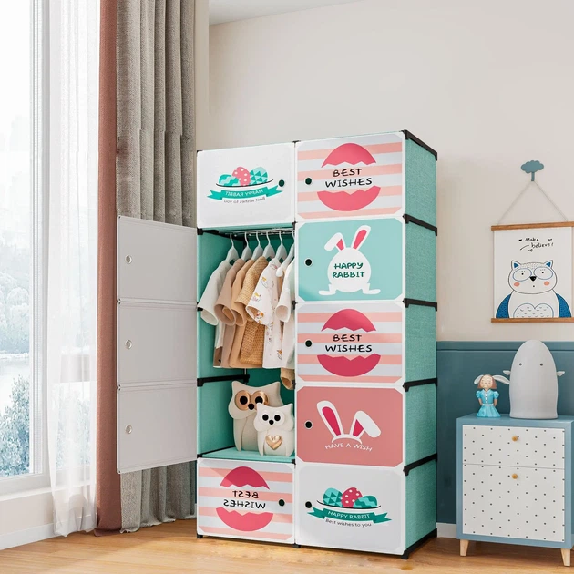 Детский шкаф мини-компактный-портативный 4 полки Closet AND LY-1047 безопасные материалы яркие цвета - изображение 2