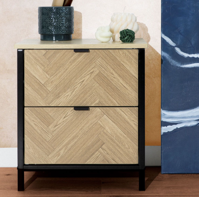 Szafka nocna HOMLA 879116 SWEN 45 x 35 x 50 cm naturalna z metalowymi nogami (5904183879116) - obraz 7