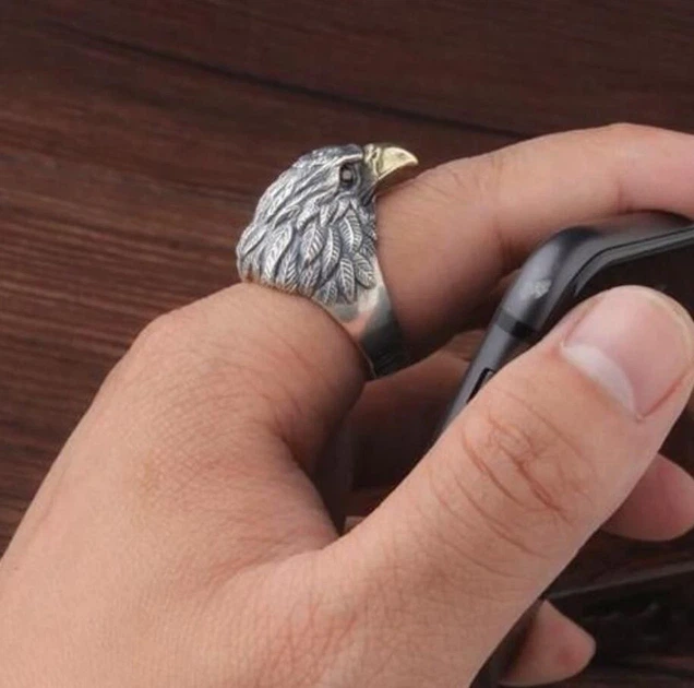 Скандинавское кольцо, ручной работы, кольцо Ястреб (Сокол) с рубиновыми глазами Сила Свободы регулируемый - Фото 3 Скандинавское кольцо, ручной работы, кольцо Ястреб (Сокол) с рубиновыми глазами Сила Свободы регулируемый - изображение 3