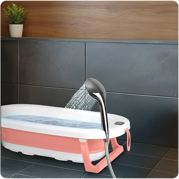Wanienka składana Ricokids RK-287 z termometrem i wkładką Biało-różowa (5903890629205) - obraz 13