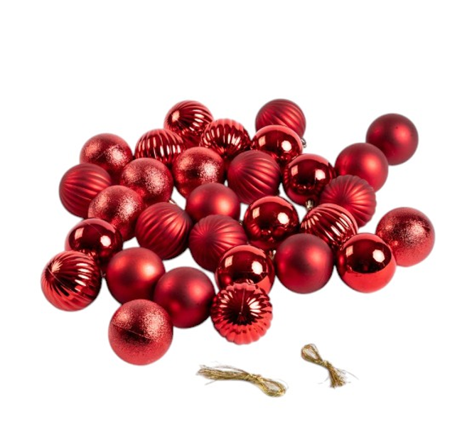 Zestaw bombek HOMLA 713453 RIJA 6 cm czerwone 30 szt (5906496713453) - obraz 2