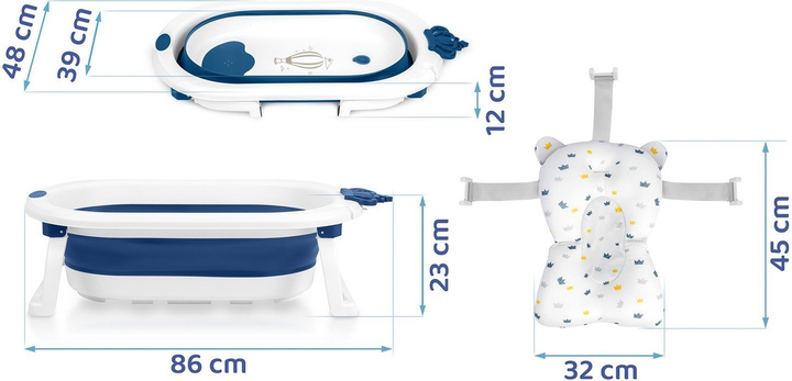 Wanienka składana Ricokids RK-286 z wkładką Biało-niebieska (5903890629175) - obraz 3