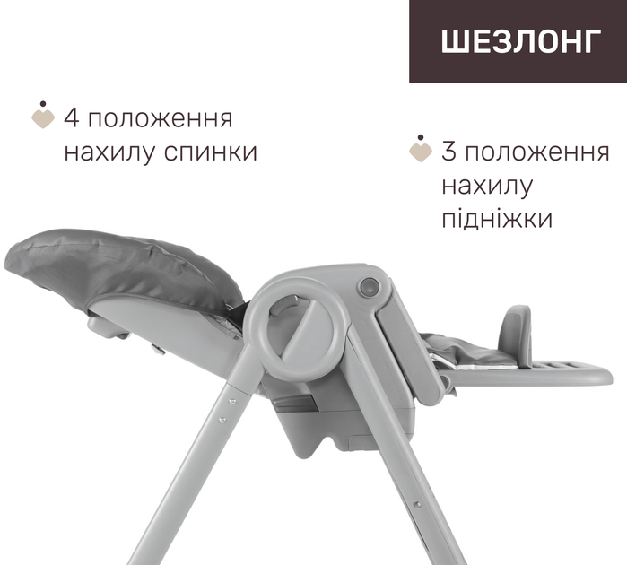 Стільчик для годування Chicco Polly Magic Сірий (87162.40.05) - Фото 2 Стільчик для годування Chicco Polly Magic Сірий (87162.40.05) - зображення 2