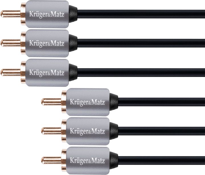 Кабель Kruger&Matz 3 x RCA-jack - 3 x RCA-jack M/M 3 м Black (5901436784746) - зображення 1