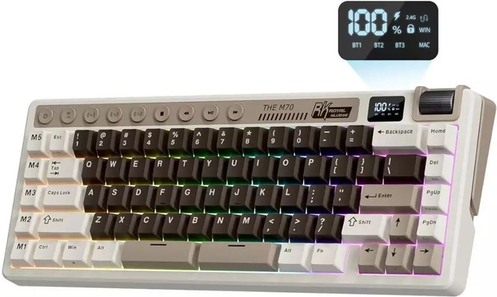 Klawiatura bezprzewodowa RK ROYAL KLUDGE M70 RGB Beige Switch Mocha Grey (RK-M70-MCHAGY-BEGSW-US) - obraz 2