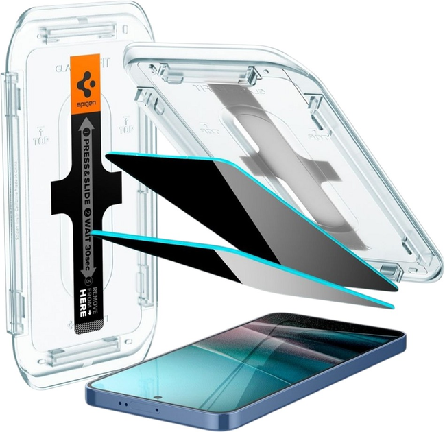 Szkło hartowane Spigen Glas.tR EZ Fit HD Privacy do Samsung Galaxy S25/S24 2 szt. (AGL09308) - obraz 3