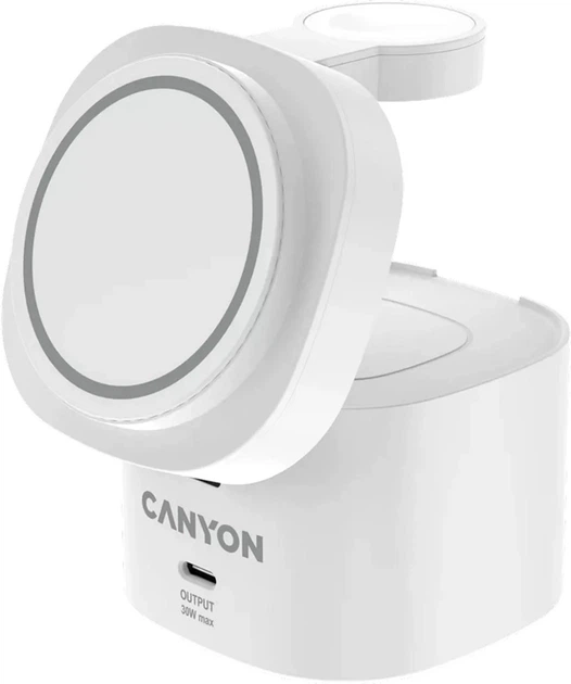 Бездротова зарядна підставка Canyon OnCharge 405 White 4-в-1 (CNS-WCS405W) - зображення 2