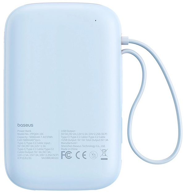 Powerbank Baseus Qpow 2 USB-C 10000 mAh 30 W Blue (P10055009313-00) - obraz 6