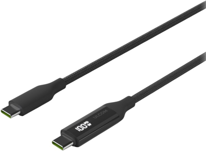 Kabel Ubiquiti USB-C with Charge Display 2 m Black (UACC-CABLE-USB-100W-2M-BK) - obraz 3