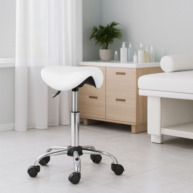 Стілець медичний обертовий ModernHome by Multistore BC004-W регульований Білий (5905817007370) - зображення 10