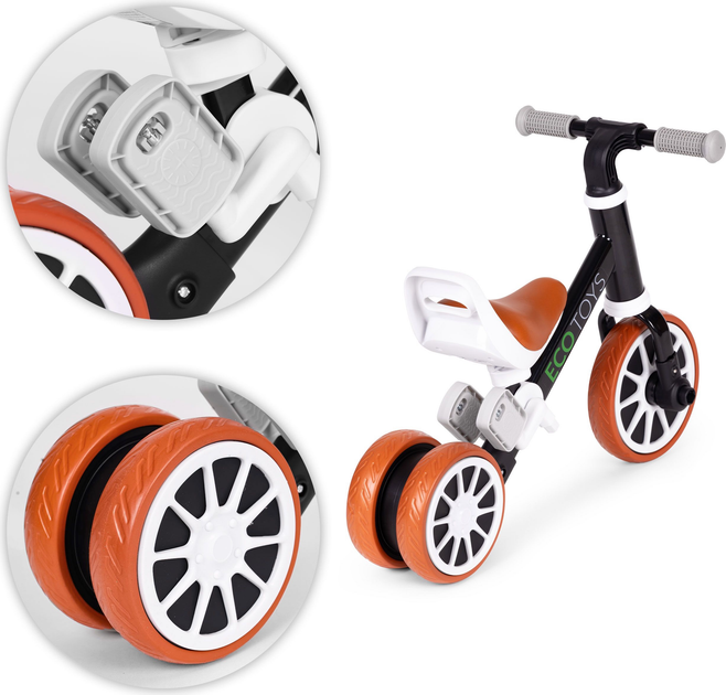 Rowerek biegowy EcoToys z pedałami 2w1 Czarny (5905817007097) - obraz 4