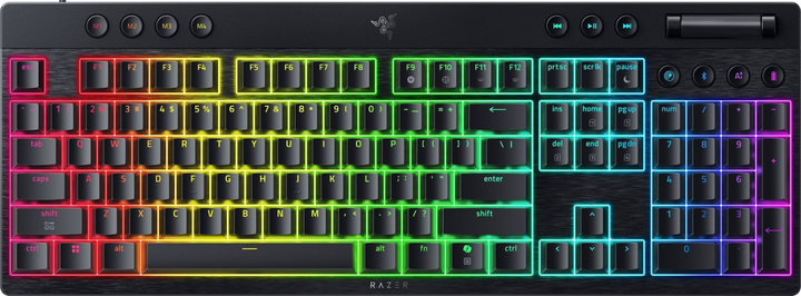 Klawiatura bezprzewodowa Razer BlackWidow V4 Low-Profile HyperSpeed Orange Switch Wireless/Bluetooth/USB Black (RZ03-05270800-R3M1) - obraz 1