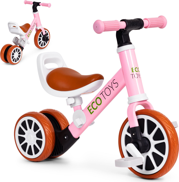 Rowerek biegowy EcoToys z pedałami 2w1 Różowy (5905817007080) - obraz 4