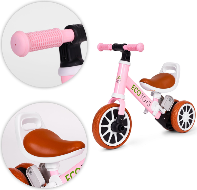 Rowerek biegowy EcoToys z pedałami 2w1 Różowy (5905817007080) - obraz 5