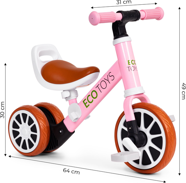 Rowerek biegowy EcoToys z pedałami 2w1 Różowy (5905817007080) - obraz 7