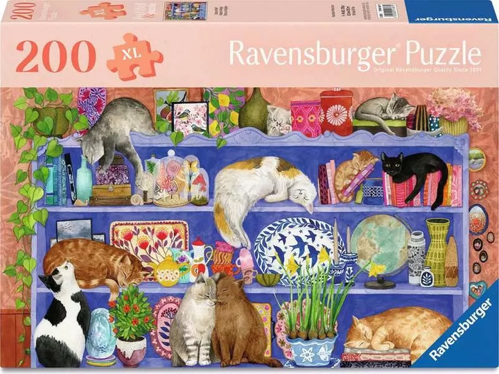 Пазл Ravensburger Коти на полиці 200 елементів 12001367 (4005555013679) - зображення 1