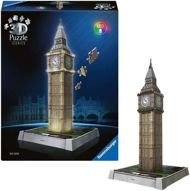 Puzzle 3D Ravensburger Iconics Big Ben 216 elementów 12008025 (4005555080251) - obraz 3