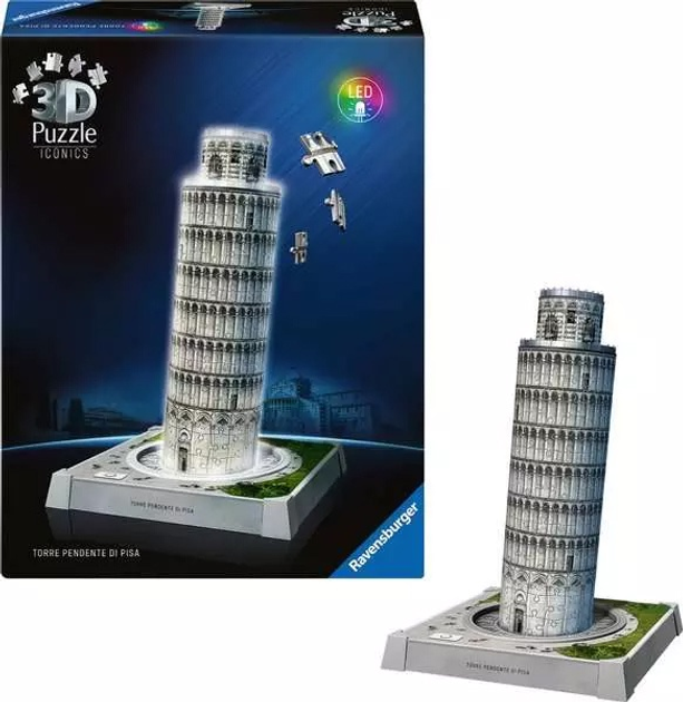 Puzzle 3D Ravensburger Iconics Krzywa wieża w Pizie 216 elementów 12008028 (4005555080282) - obraz 3