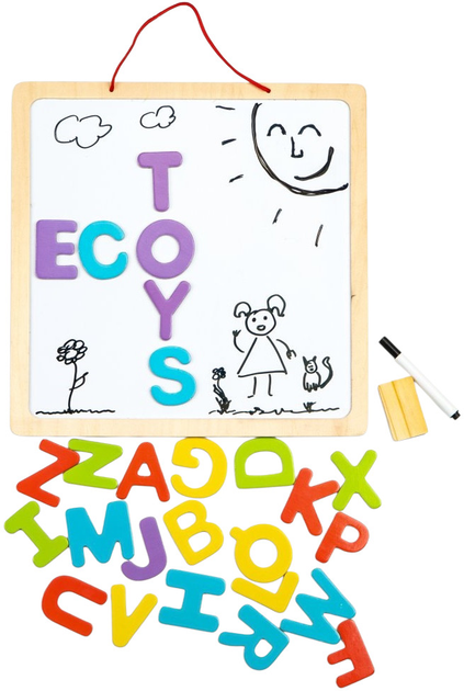 Tablica edukacyjna EcoToys 3w1 magnetyczna, kredowa, literki (5903089069805) - obraz 4