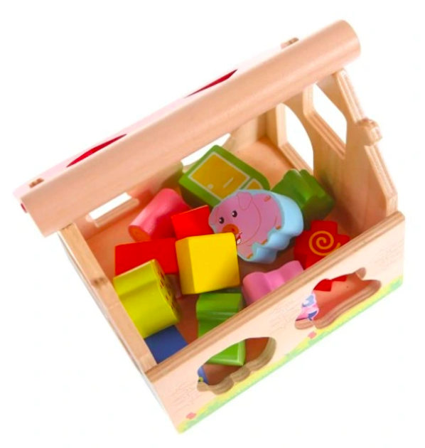 Дерев'яний сортер EcoToys із кубиками Ферма (5905817000241) - зображення 7