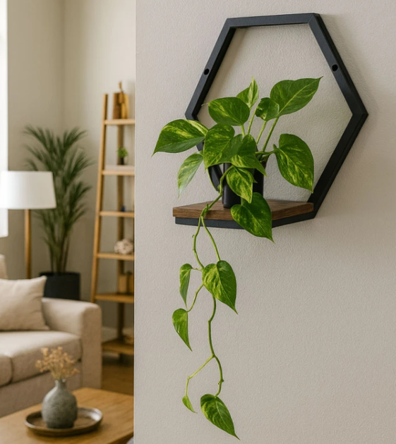 Kwietnik ścienny ModernHome by Multistore ME-ATS02 półka wisząca w kształcie heksagonu w ozdobie Loft (5905817007585) - obraz 10