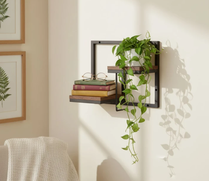 Kwietnik ścienny ModernHome by Multistore ME-ATS04 dwupoziomowe półki wiszące ozdoby Loft (5905817007608) - obraz 8