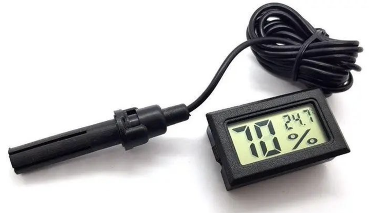 Термометр + гигрометр со щупом электронный, ЖК дисплей -40...+70°C, 10...95%RH - черный - Фото 3 Термометр + гигрометр со щупом электронный, ЖК дисплей -40...+70°C, 10...95%RH - черный - изображение 3