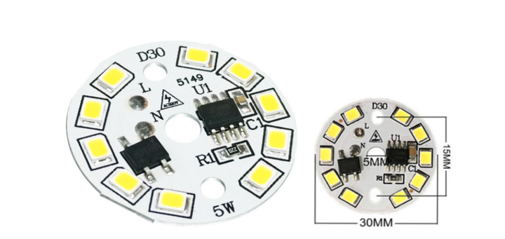 Светодиодный LED-модуль 5Вт, 30мм AC220В плата для ремонта ламп 5Вт, холодный белый - изображение 3